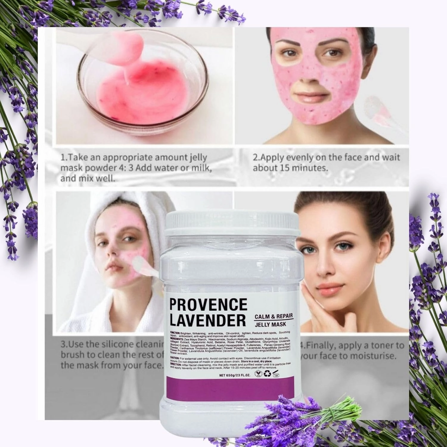 Vajacial Hydro Jelly Mask Powder for Face, Collagen Face Mask for Women, Jelly Facial Mask for Teens and Women (Lavender)