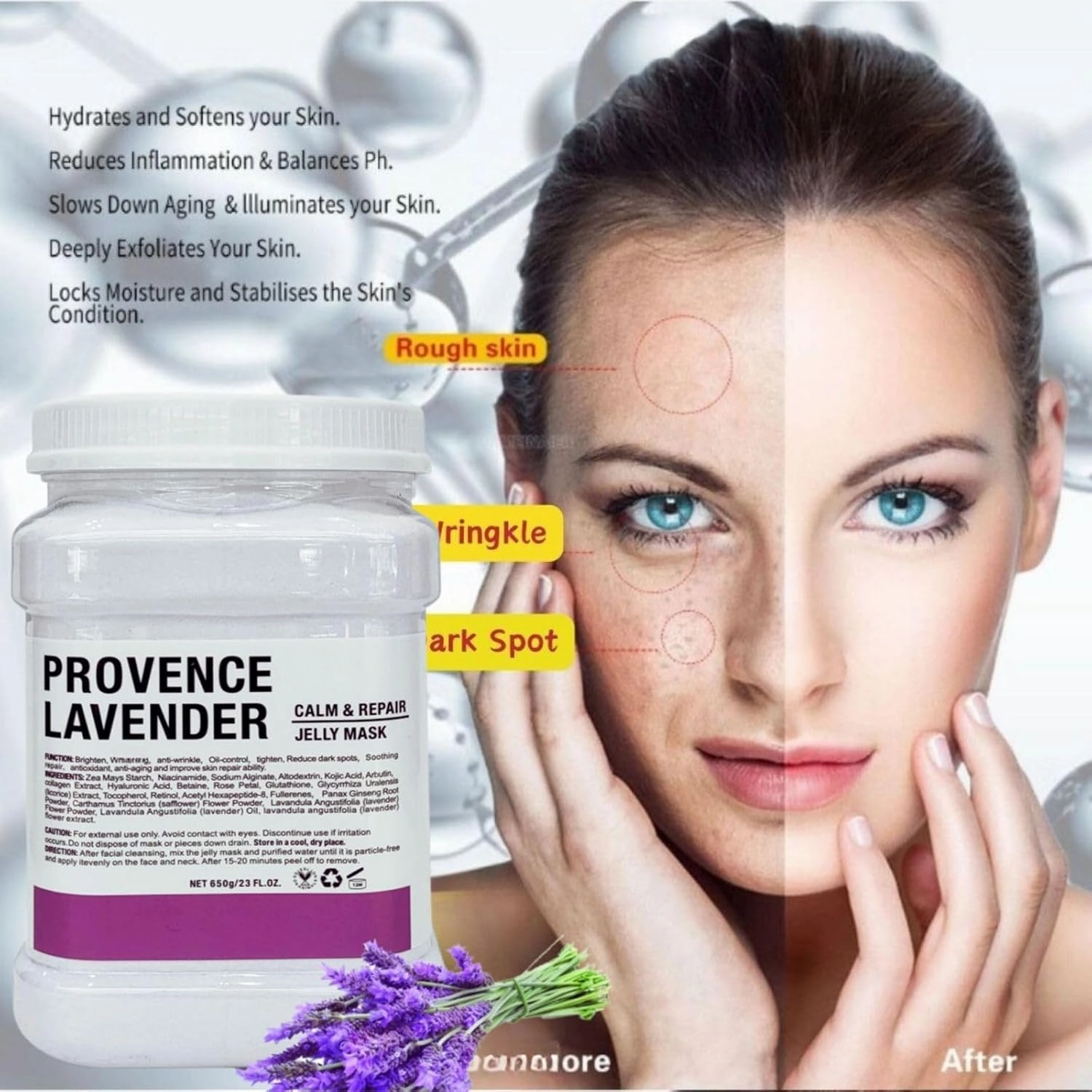 Vajacial Hydro Jelly Mask Powder for Face, Collagen Face Mask for Women, Jelly Facial Mask for Teens and Women (Lavender)