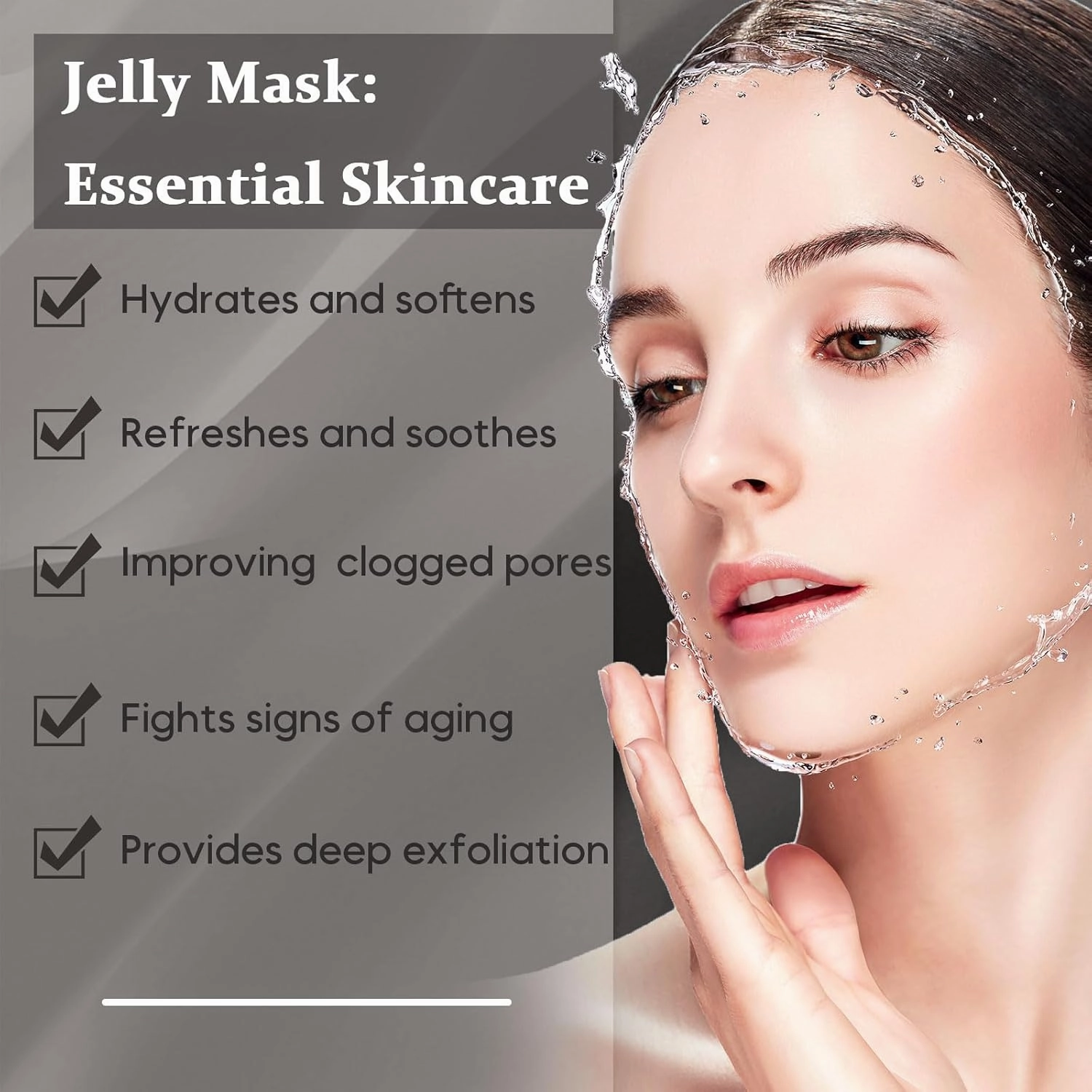 Vajacial Hydro Jelly Mask Powder for Face, Jelly Mask for Facials Professional, Jelly Facial Mask for Teens and Women. Jelly face mask. (Bamboo Charcoal)
