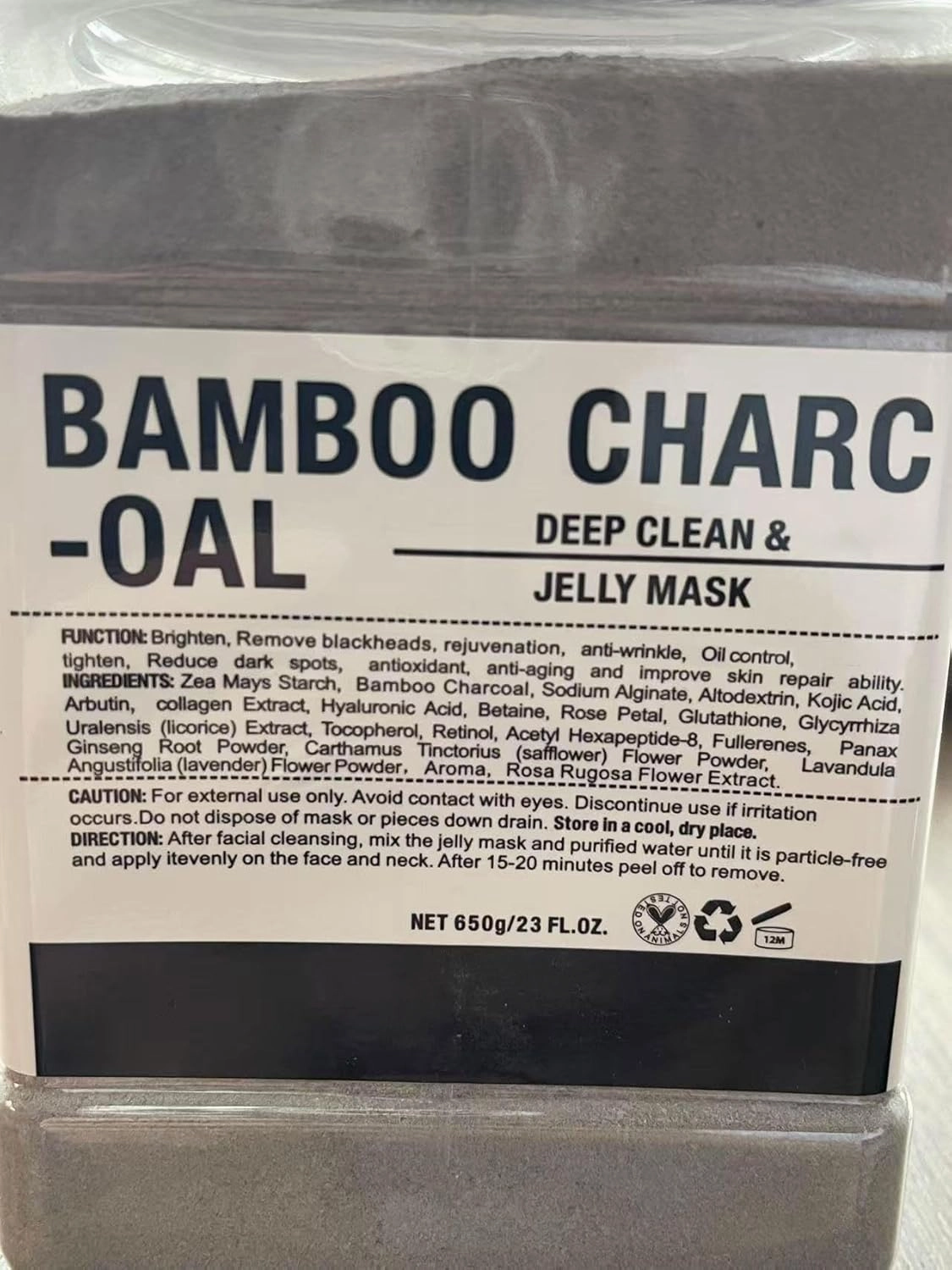 Vajacial Hydro Jelly Mask Powder for Face, Jelly Mask for Facials Professional, Jelly Facial Mask for Teens and Women. Jelly face mask. (Bamboo Charcoal)
