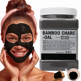 Vajacial Hydro Jelly Mask Powder for Face, Jelly Mask for Facials Professional, Jelly Facial Mask for Teens and Women. Jelly face mask. (Bamboo Charcoal)