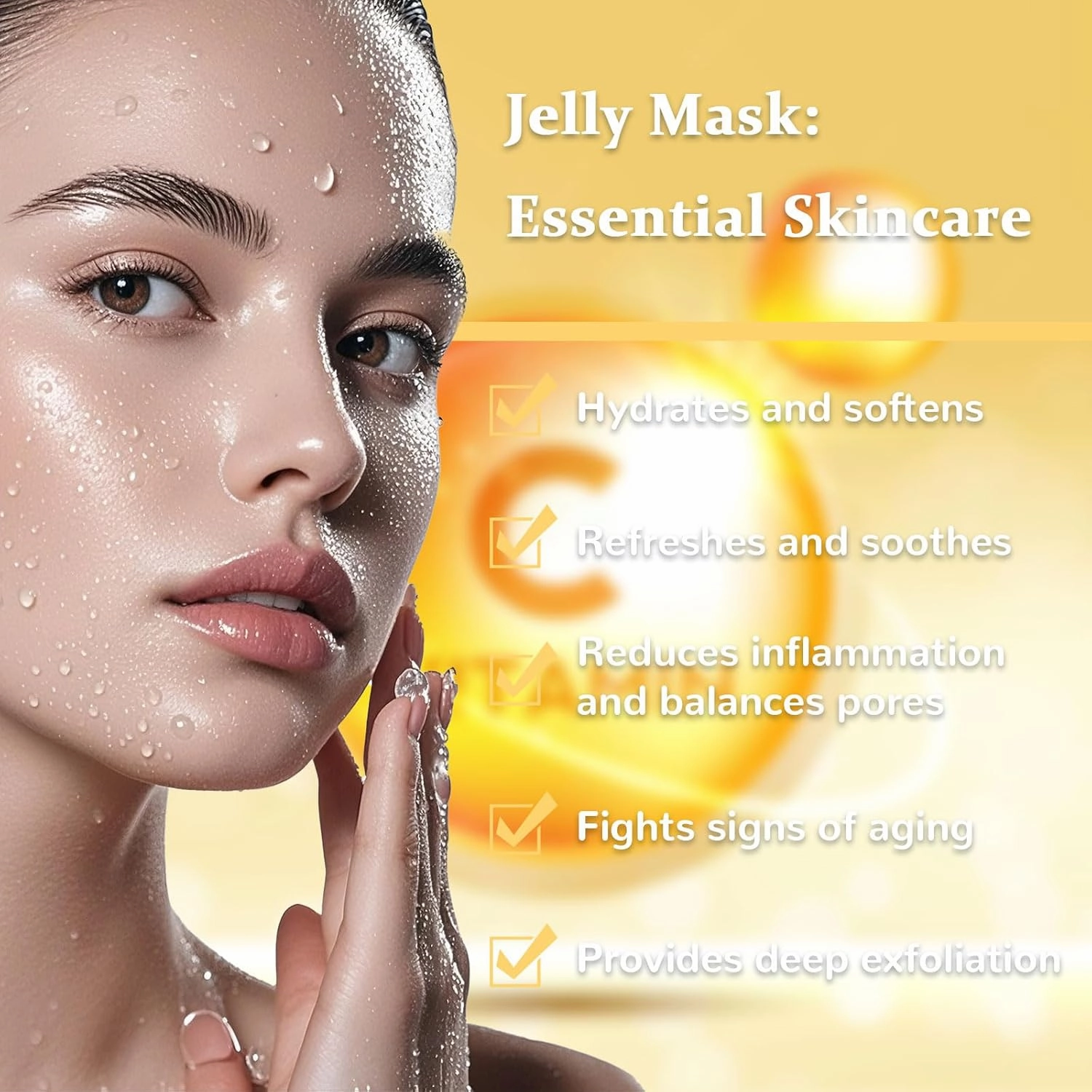 Vajacial Hydro Jelly Mask Powder for Face, Jelly Mask for Facials Professional, Jelly Facial Mask for Teens and Women. Jelly face mask. (Vitamin C.1)