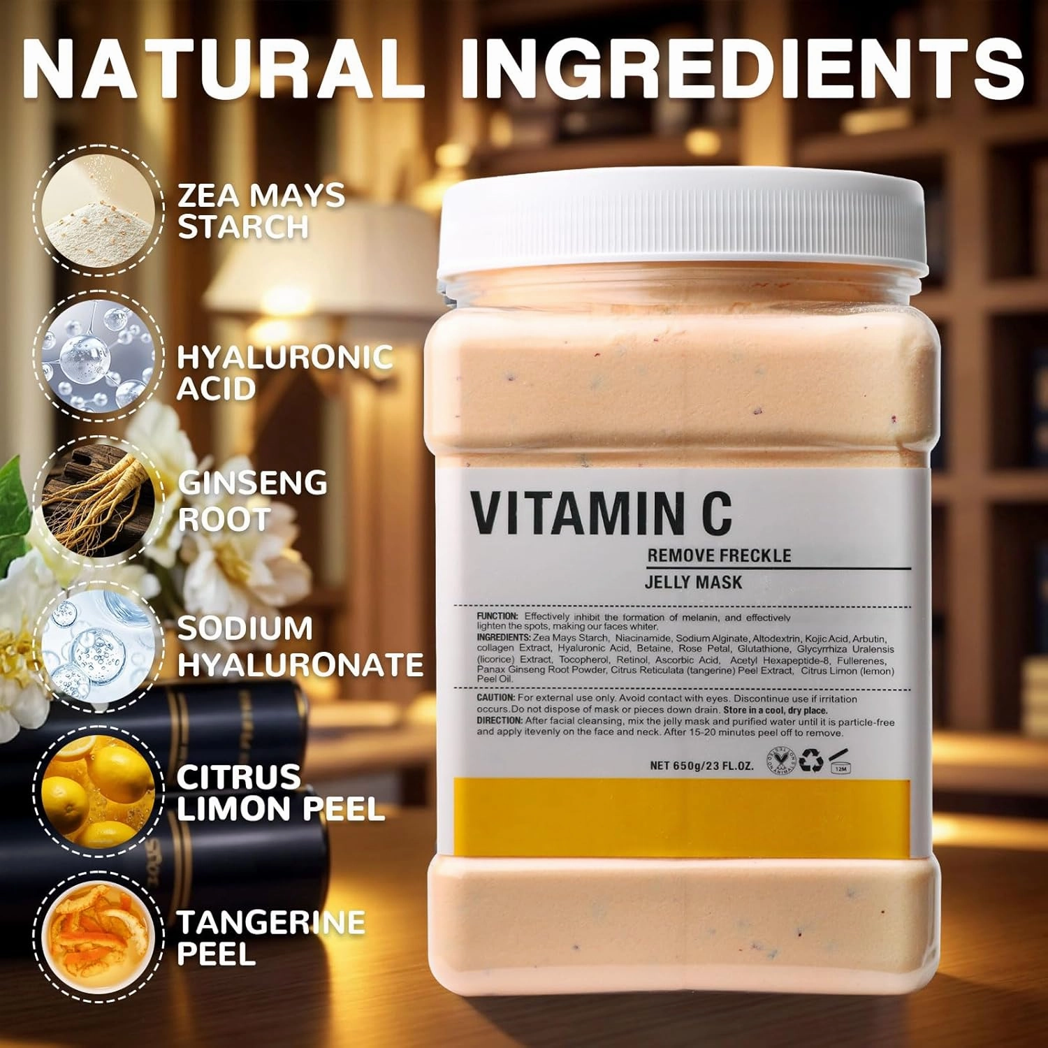 Vajacial Hydro Jelly Mask Powder for Face, Jelly Mask for Facials Professional, Jelly Facial Mask for Teens and Women. Jelly face mask. (Vitamin C.1)