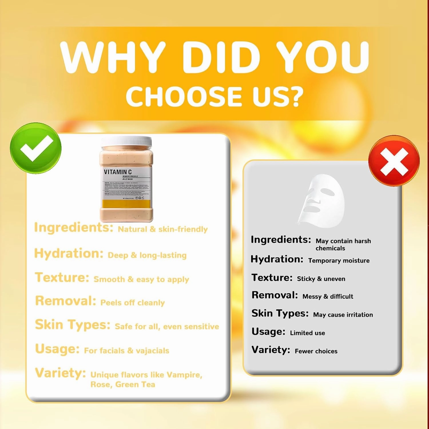 Vajacial Hydro Jelly Mask Powder for Face, Jelly Mask for Facials Professional, Jelly Facial Mask for Teens and Women. Jelly face mask. (Vitamin C.1)