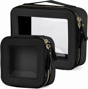 Valleycomfy Clear Cosmetic Bag Set Travel Toiletry Bag Set,Clear Makeup Organizer Bag with Visual Window Double Zipper