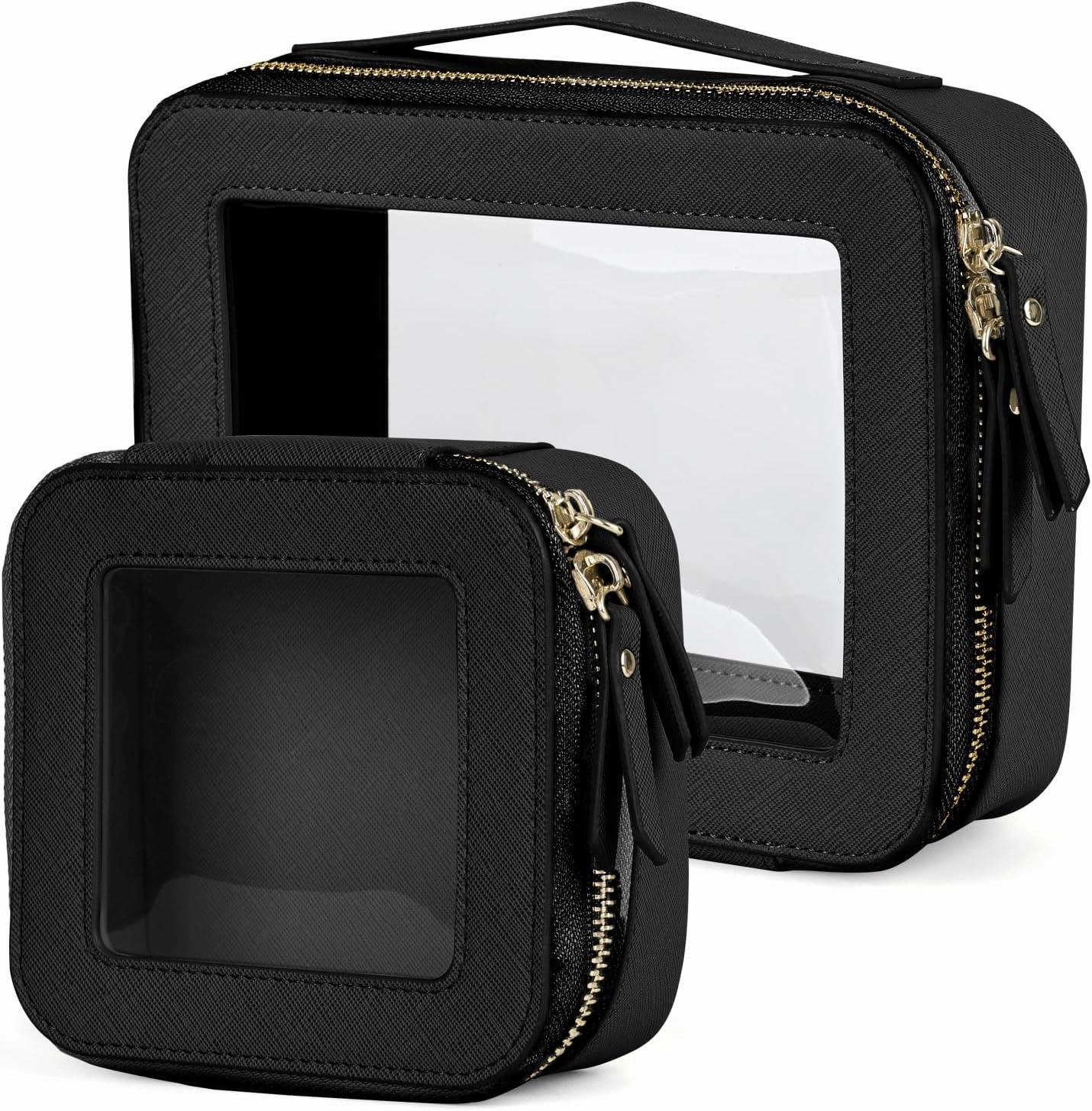 Valleycomfy Clear Cosmetic Bag Set Travel Toiletry Bag Set,Clear Makeup Organizer Bag with Visual Window Double Zipper