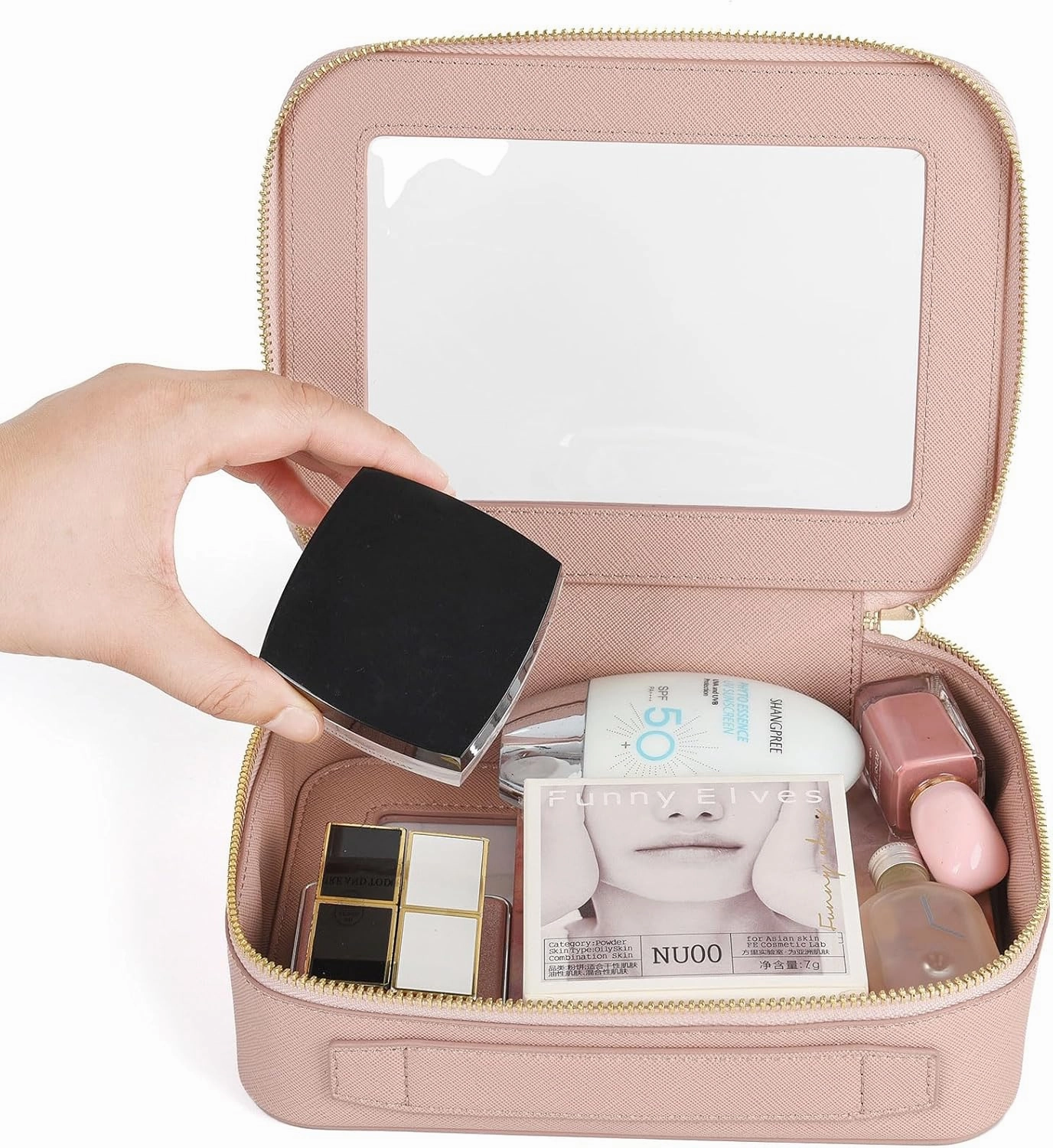 Valleycomfy Clear Cosmetic Bag Set Travel Toiletry Bag Set,Clear Makeup Organizer Bag with Visual Window Double Zipper