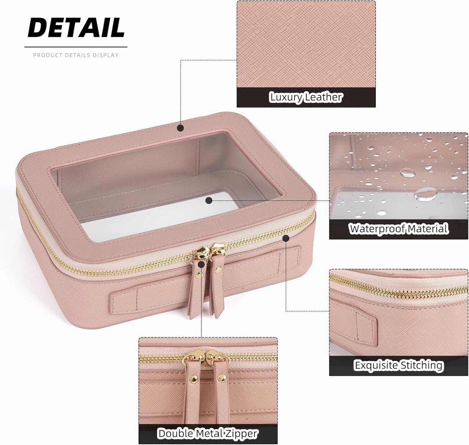 Valleycomfy Clear Cosmetic Bag Set Travel Toiletry Bag Set,Clear Makeup Organizer Bag with Visual Window Double Zipper