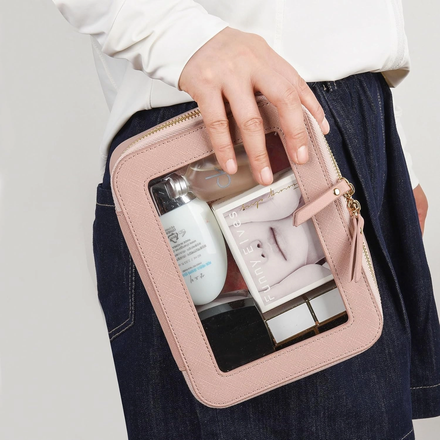 Valleycomfy Clear Cosmetic Bag Set Travel Toiletry Bag Set,Clear Makeup Organizer Bag with Visual Window Double Zipper