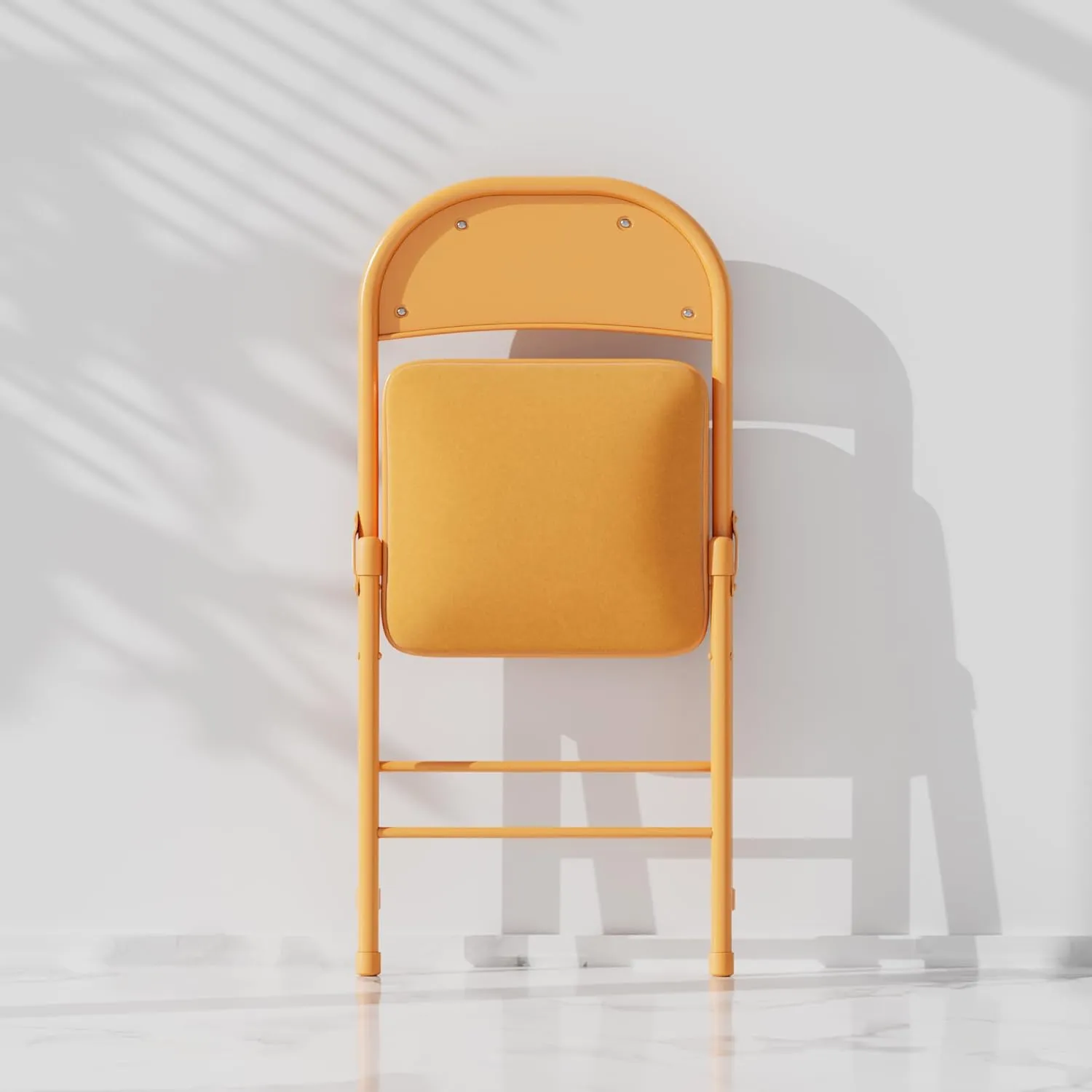 VECELO 4-Pack Folding Chairs Portable Metal with Ultra Soft Fabric Padded Cushion Seats for Home Office Events Wedding Party, Orange