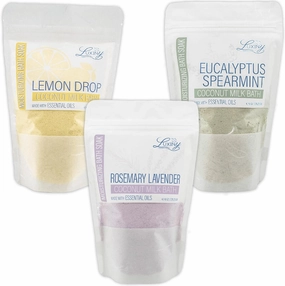 Vegan Milk Bath Soak Made with Coconut Milk Powder & Sweet Almond Oil Which Creates A Bath Bomb Dust Soothing Fizz, 8oz (Rosemary Lavender, Eucalyptus Spearmint, Lemon Drop)