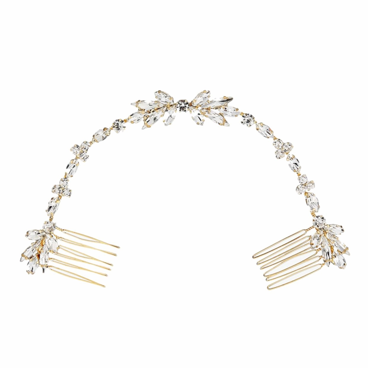 VICASKY Elegant Crystal Hair Comb Set Double Comb Bridal Flower Accessories for Wedding