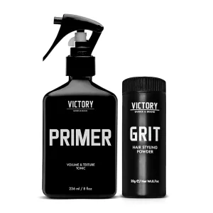 Victory Barber & Brand Primer and Grit Bundle | Sea Salt Spray for Mens Hair and Mens Hair Styling Powder
