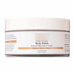 vil.vah STOR.E Cookie N Cream Body Polish|Exfoliating Coffee Body Scrub|Moisturizing Shea Butter & Almond Milk Extract|Moisturizes & Brightens Skin|Sulphate Free,200Gm