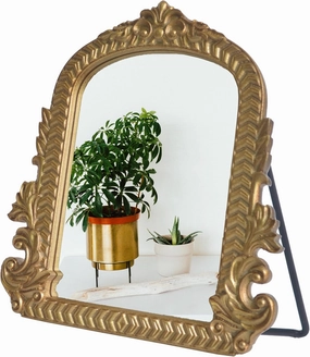 Vintage Vanity Makeup Desk Mirror，Wood Framed Antique Arched Decor Mirror,Vertical, Suspended or Wall Mounted,Used for Bedroom, Living Room, Bathroom, Desktop Dressing Table Decor.
