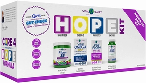 Vital Planet – Gut Check Hope Formula Kit by Brenda Watson - 4 Product Package with Women 55  Probiotic 30 Cap, Fiber 35 Powder 6.7oz, Vital Omega Oil 60 Softgels, and Digestive Enzyme 90 Cap
