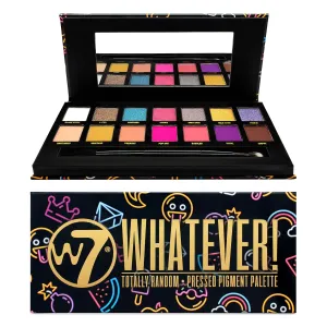 W7 Whatever Pressed Pigment Palette - 14 Rainbow Colors - Flawless Long-Lasting Party Makeup