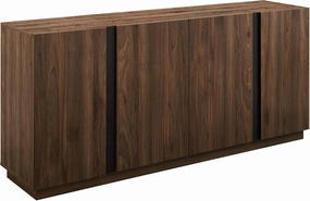 Walker Edison Liss Contemporary 4-Door Minimalist Sideboard, 70 Inch, Dark Walnut