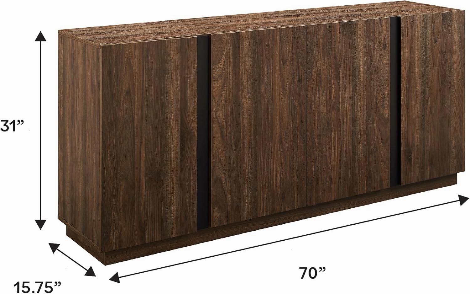 Walker Edison Liss Contemporary 4-Door Minimalist Sideboard, 70 Inch, Dark Walnut