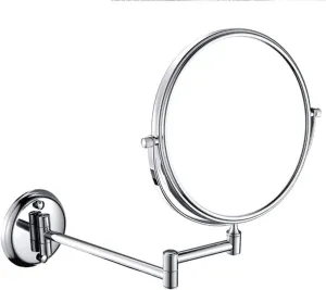 Wall-Mounted Makeup Mirror Bathroom Wall-Mounted Vanity Mirror 8 Inch Double-Sided Folding 5X Magnifying Glass Metal Mirror