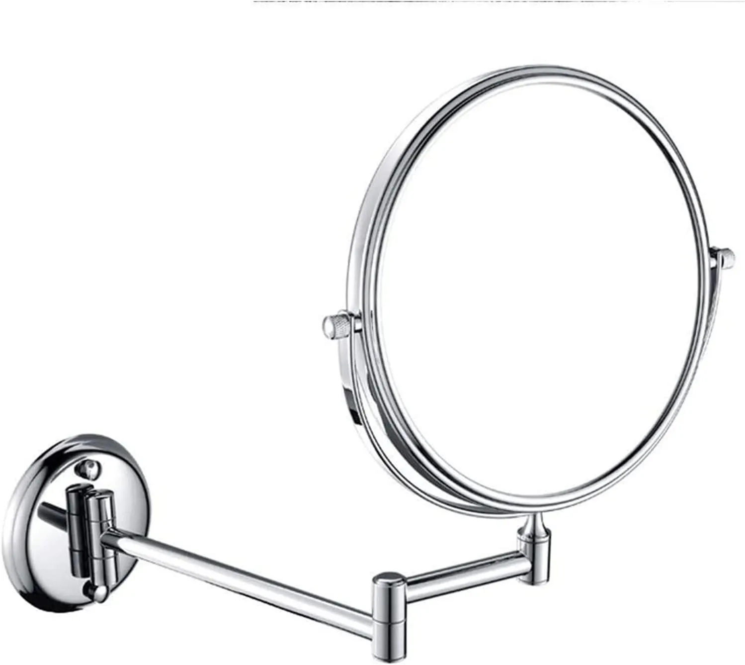 Wall-Mounted Makeup Mirror Bathroom Wall-Mounted Vanity Mirror 8 Inch Double-Sided Folding 5X Magnifying Glass Metal Mirror