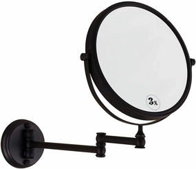 Wall-Mounted Makeup Mirror Bathroom Black Wall-Mounted 8-inch Cosmetic Mirror Folding Beauty Mirror Double-Sided 3X Magnifying