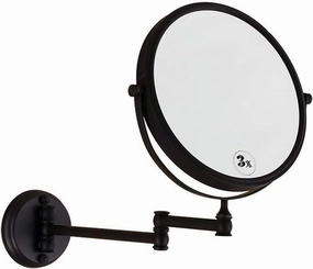 Wall-Mounted Makeup Mirror Bathroom Black Wall-Mounted 8-inch Cosmetic Mirror Folding Beauty Mirror Double-Sided 3X Magnifying