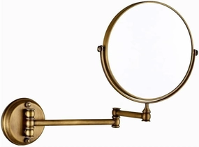 Wall-Mounted Makeup Mirror Bathroom Copper Beauty Mirror 8 Inch Makeup Mirror Wall Telescopic 3X Magnifying Mirror