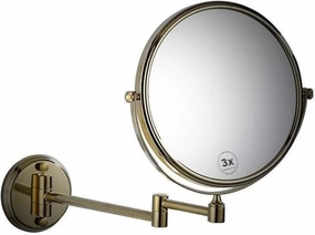 Wall-Mounted Makeup Mirror Bathroom Gold Wall Mounted 8-inch Cosmetic Mirror 3X Magnification Folding Double-Sided