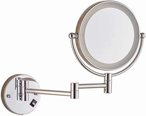 Wall-Mounted Makeup Mirror Wall-Mounted 8-inch Beauty Mirror 5X Magnification Folding Vanity Mirror Double-Sided LED Makeup Mirror