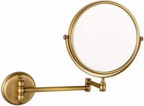 Wall-Mounted Makeup Mirror Wall-Mounted Copper Antique 8 Inch Makeup Mirror Bathroom Double-Sided Folding 3X Magnifying Mirror