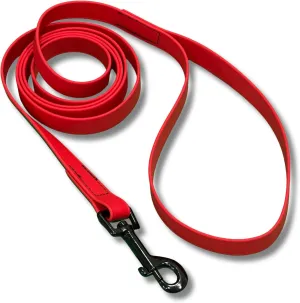 Waterproof Dog Leash/Lead - Stink-Proof Water-Proof Strong Biothane - 6 Ft - Hand Made in USA! (6', Red)