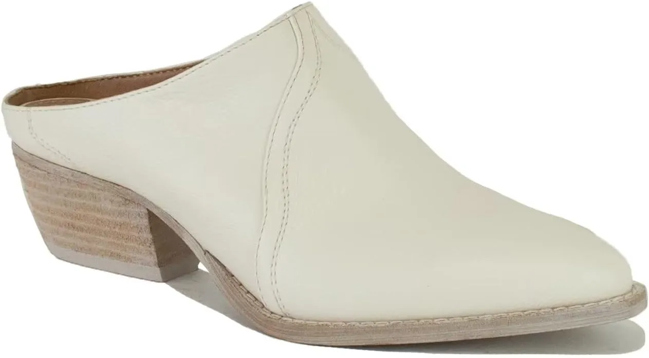 Women's Western Mules Stacked Block Heels Mules Comfort Pointed Toe Backless Slip on Slides Loafer Shoes