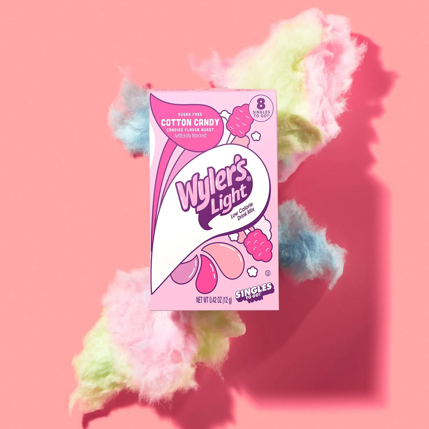 Wyler's Light Singles To Go Powder Packets, Water Drink Mix, Watertok Cotton Candy, 96 Servings, 8 Count x Pack of 12