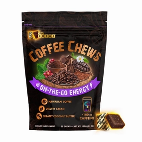 YouChews Coffee Chews - Grab & Go Energy with 100mg per Chew of Clean, Green Caffeine. With Real Organic Ingredients, Low Sugar, Great Bold Taste & Long Lasting Energy Boost