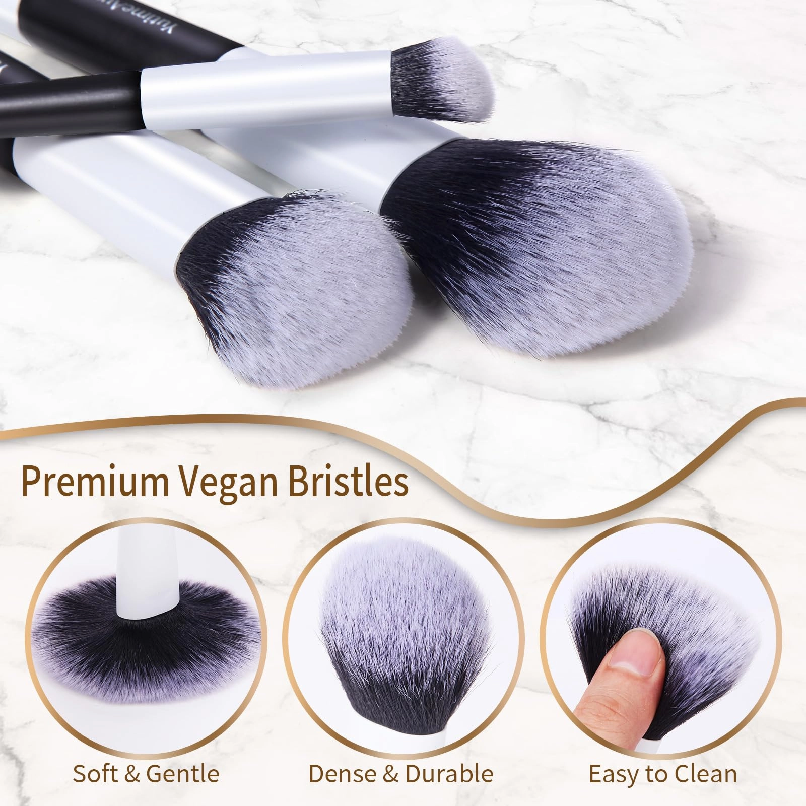 YutimeAura Makeup Brush Set 10pc, Dual-Ended Makeup Brushes For Bronzer, Contour, Eyeshadow, Blush, Concealer, Foundation