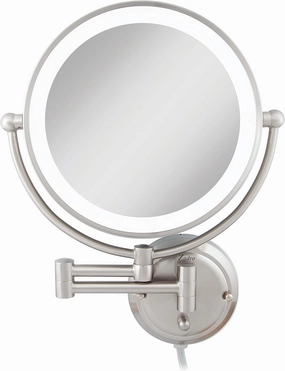Zadro 14" Round Fluorescent 5X/1X Bathroom Magnifying Mirror Wall Mounted Makeup Mirror 20" Extendable Shaving Mirror