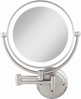 Zadro 14" Round Fluorescent 5X/1X Bathroom Magnifying Mirror Wall Mounted Makeup Mirror 20" Extendable Shaving Mirror