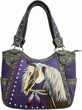 Zelris Dakota Dales Pony Horse Embroidery Mane Western Country Women Conceal Carry Tote Purse Handbag