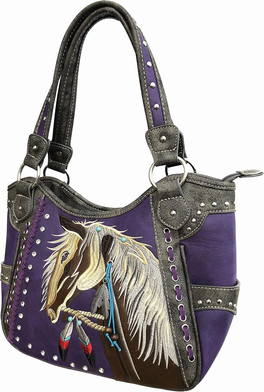 Zelris Dakota Dales Pony Horse Embroidery Mane Western Country Women Conceal Carry Tote Purse Handbag