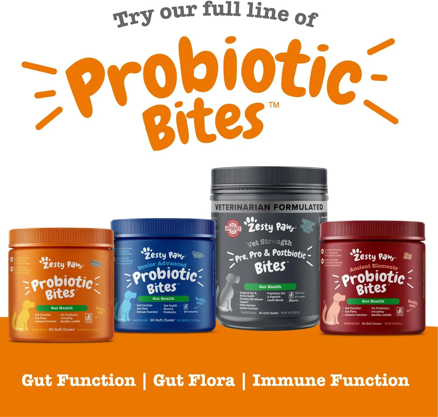 Zesty Paws Probiotics for Dogs - Digestive Enzymes for Gut Flora, Digestive Health, Diarrhea & Bowel Support - Clinically Studied DE111 - Dog Supplement Soft Chew for Pet Immune System - Pumpkin