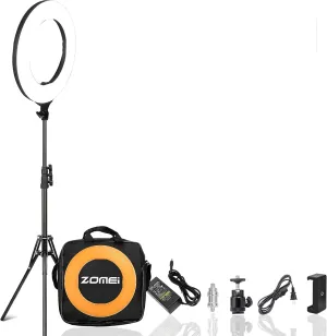 ZOMEI 14 inch LED Ring Light, Dimmable 41W 5500k Output Makeup and YouTube Video Light Professional Photography Lights with Stand, Orange Plastic Filters and Carrying Bag