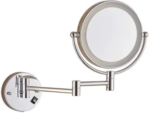 ZWFENG Wall-Mounted Makeup Mirror LED Lighted Vanity Makeup Mirror 10X Magnifying 8-inch 360° Adjustable Arm Chrome Vanity Mirror